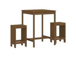 Conjunto de 3 Bar para Jardim Madeira Pinho Maciça Castanho Mel MAISON EXCLUSIVE