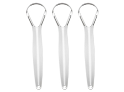 Três Raspadores de Língua em Aço Inoxidável, Metal, Reduz Efetivamente o Mau Hálito, Compacto, Recarregável, Uso Diário, Higiênico, C STELASPLEN