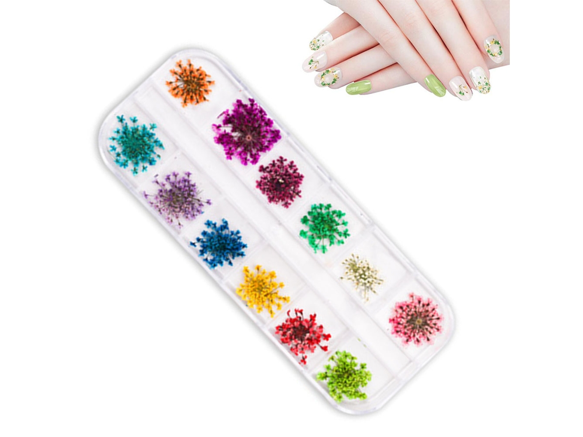 MEOIRUERY 12 Unidades De Adesivos Para Unhas 3d Com Flores Secas Reais, Adesivos Para Arte Unhas Diy, Design Manicure Com Flores Secas