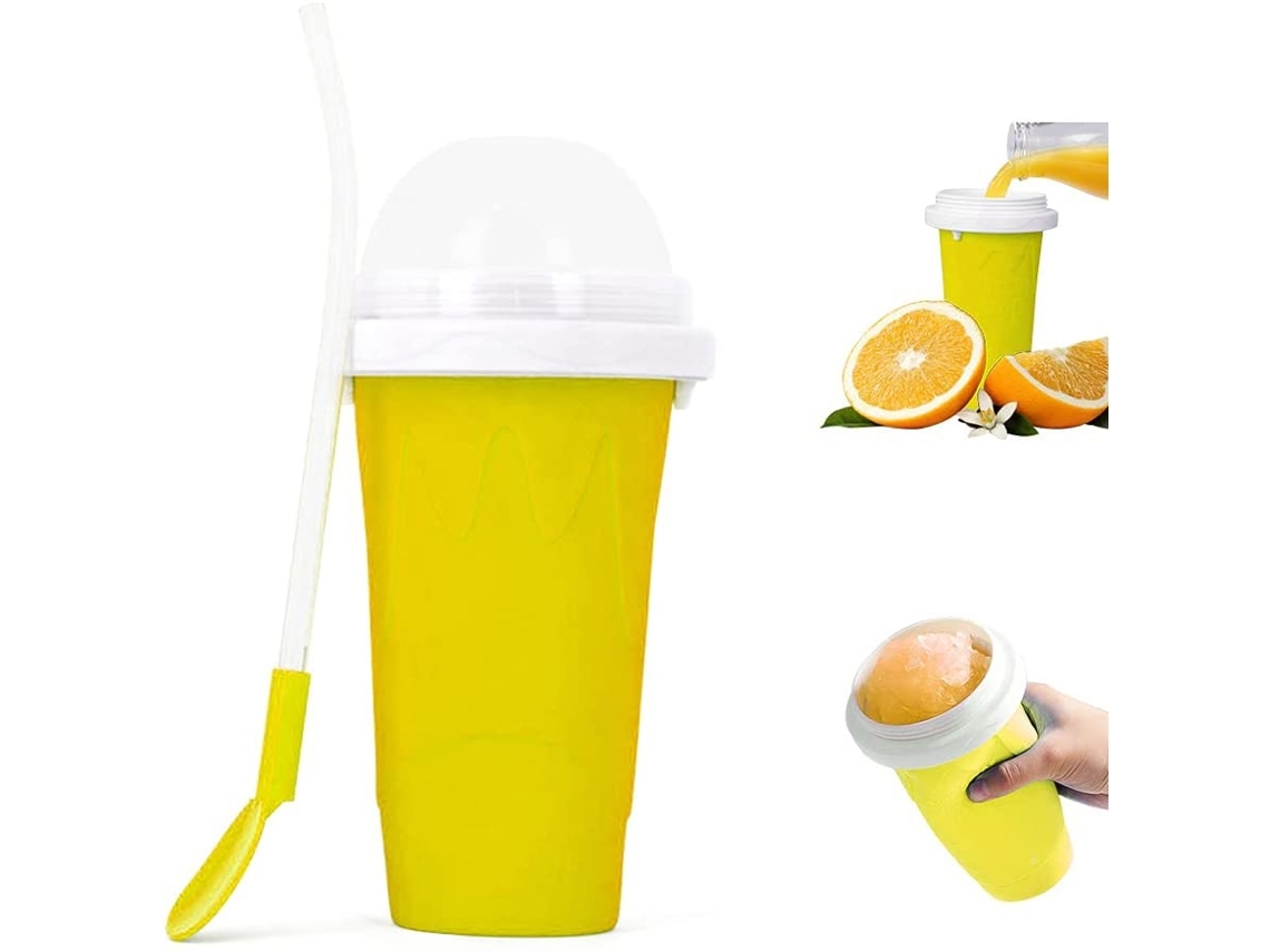 Magic Quick Frozen Smoothies Cup Cooling Cup Double Layer Squeeze Cup Slushy Maker Fabricante De Sorvete Caseiro Diy Amarelo*