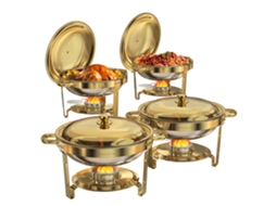 Rechaud, Aço Inoxidável, Design Elegante Com Revestimento Dourado, Pacote De 4