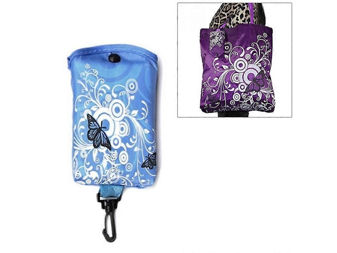 Saco de Compras Dobrável Flor de Borboleta Tecido Oxford Bolsa de Ombro Sacola Reutilizável GOKOCO
