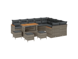 Conjunto 13 Conjunto De Sofá De Jardim Vidaxl Cinzento Vime Pe (110 X 55 X 71 Cm)