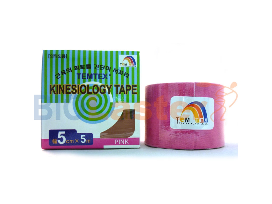 Fita Kinesiológica Temtex 5 Cm X 5 M Rosa - Venda Neuromuscular Kinesio Tape, 1 Unidade