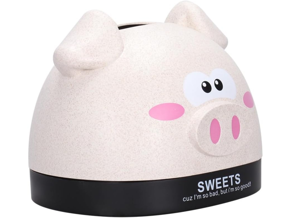 Caixa De Lenços De Papel Creative Pig Em Fibra De Trigo Bege.