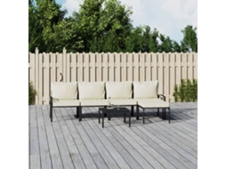 Vidaxl 6 Pcs Conjunto Lounge De Jardim Aço C/ Almofadões Areia