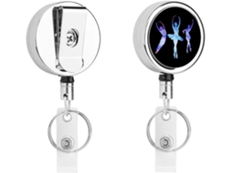 Porta Crachá Retrátil Bailarina, Porta Cartão De Identificação Em Metal, Chaveiro Com Clipe Cinto