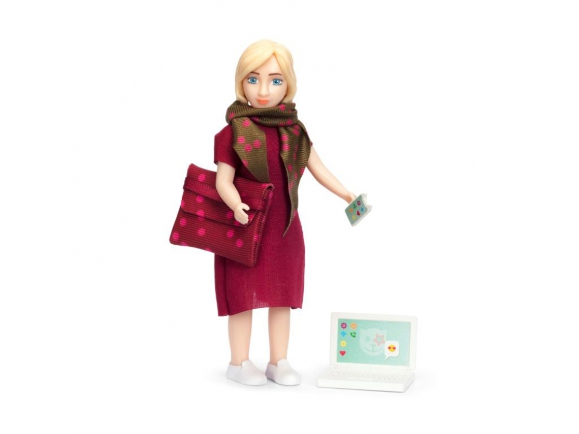 Boneca Feminina Para Casa De Bonecas Lundby Com Laptop Conjunto De Acessórios Para Figura De Ação