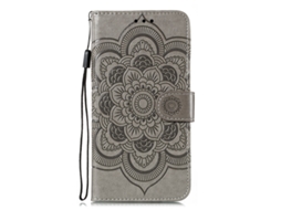 Capa Protetora Completa Para Celular, Estilo Clamshell, Em Couro Sintético.mandala - Cinza - Iphone 14