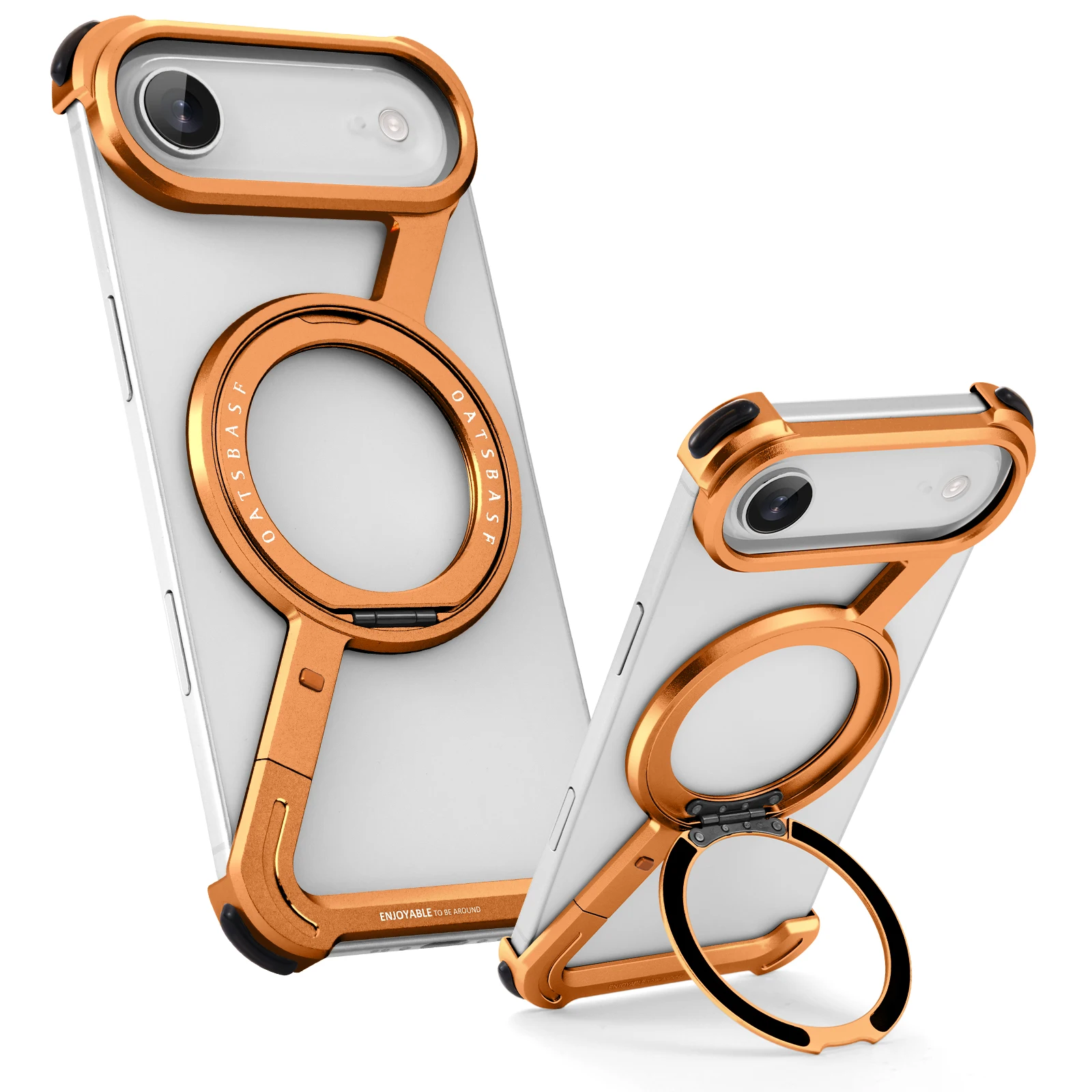 Capa Para Iphone Air (laranja), Suporte Magnético Giratório 360° Magsafe, Compatível Com Carregamento Sem Fio