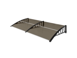 Marquise Exterior Para Portas E Janelas 200x96 Cm Com Barra De Liga De Alumínio, Pp E Policarbonato, Castanho