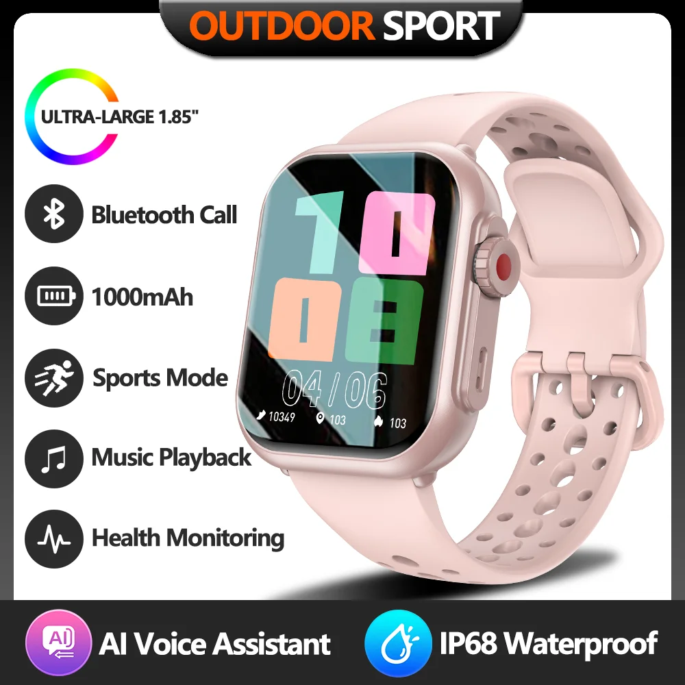 (rosa) Smartwatch, Bateria De 1000mah, À Prova D'água E Com Função De Chamada.