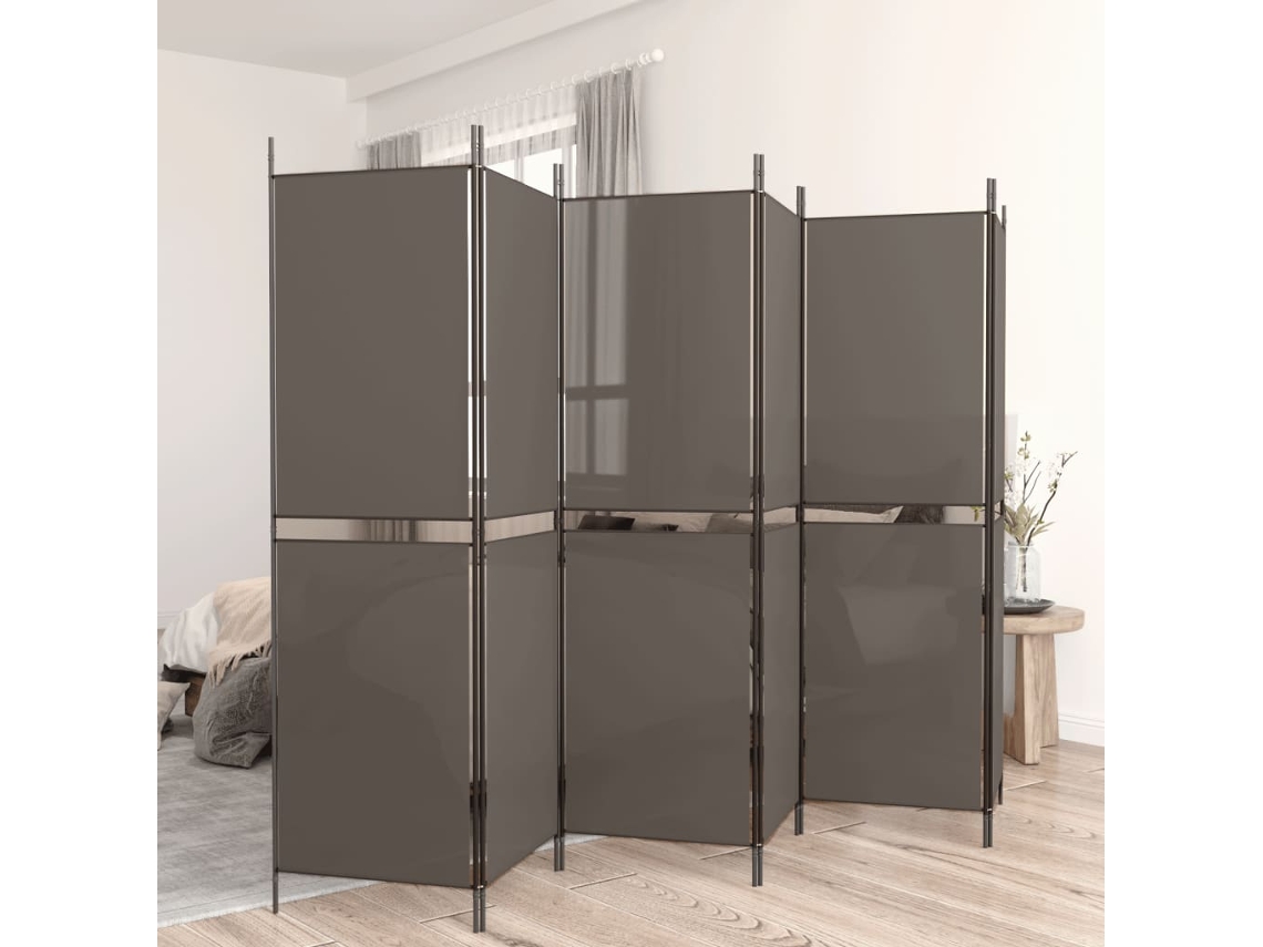 Vidaxl Divisória/biombo Com 6 Painéis 300x220 Cm Tecido Antracite