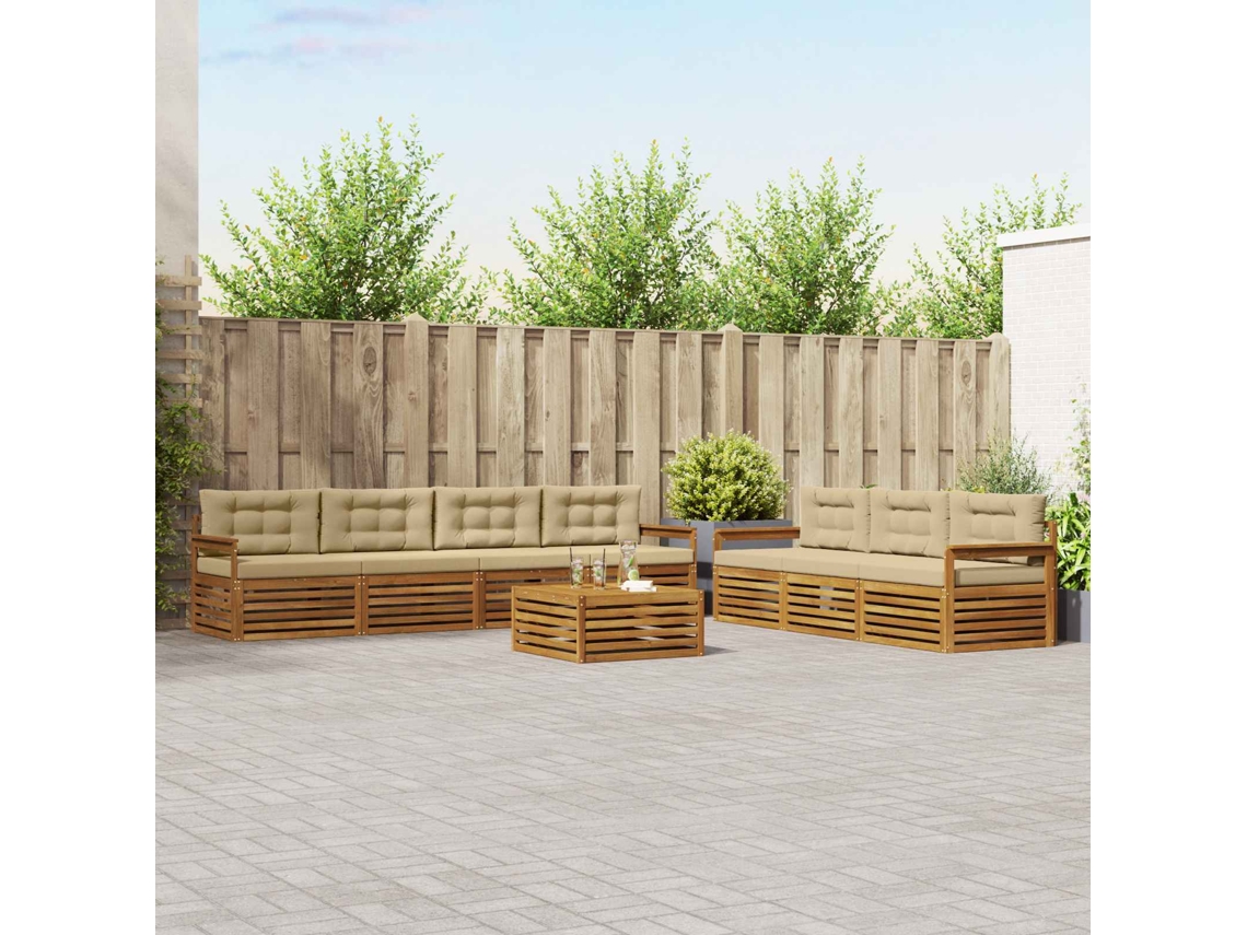 Vidaxl Conjunto De Sofás Para Exterior 8 Pcs Natural E Bege