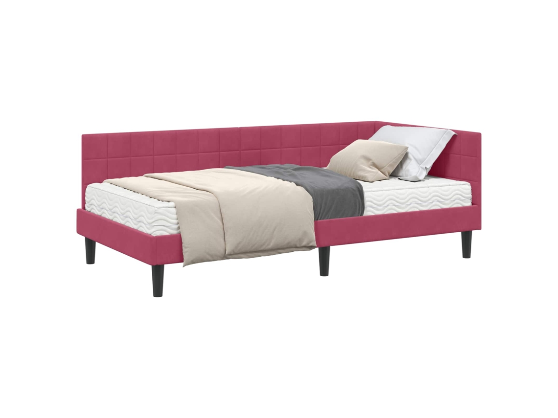 Estrutura de Cama de Canto com Colchão 2 Pcs Veludo Verde MAISON EXCLUSIVE