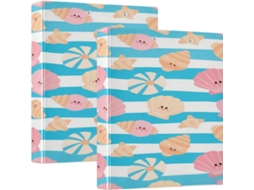 Pasta Escolar Summer Stripe Shell 1, 5 Polegadas, Azul Com Prancheta, Pacote Com 1 2-pastas Escritório, 200-folhas