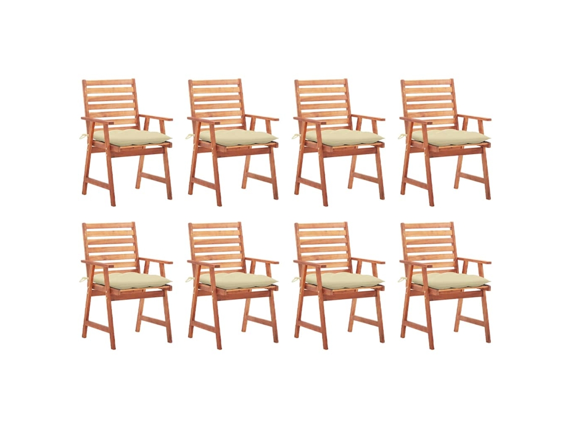 Vidaxl Cadeiras De Jantar P/ Jardim 8 Pcs C/ Almofadões Acácia Maciça