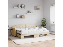 Vidaxl Sofá-cama C/ Gavetão E Colchões 80x200 Cm Tecido Cor Creme
