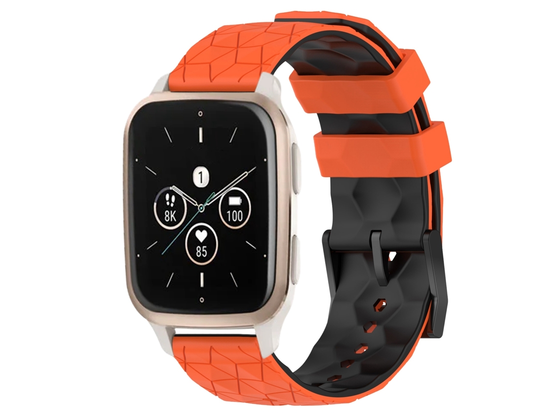 Bracelete de Smartwatch para garmin forerunner sq2 música 20mm padrão de futebol de silicone de duas cores (laranja + preto)