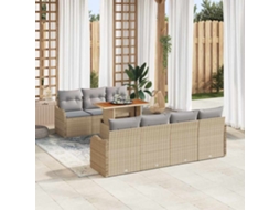 Vidaxl Conjunto De Sofá De Jardim 8 Unid. Bege Rattan Sintético