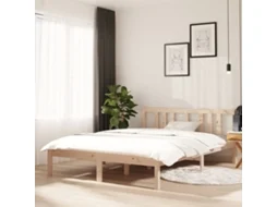 Vidaxl Estrutura De Cama Casal 135x190 Cm Madeira Maciça