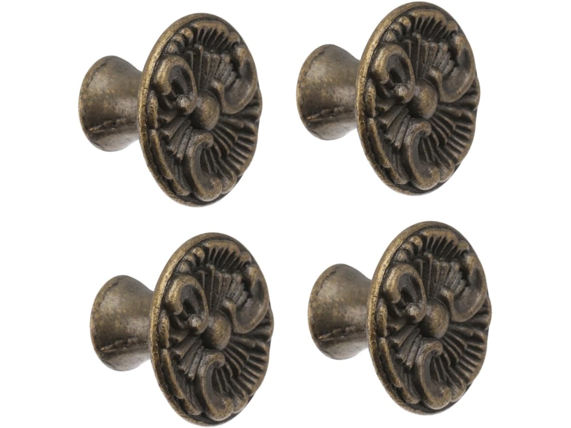 Conjunto De 4 Puxadores Armário Em Bronze Antigo, Feitos Em Liga De Zinco Com Um Furo E Design Delicado