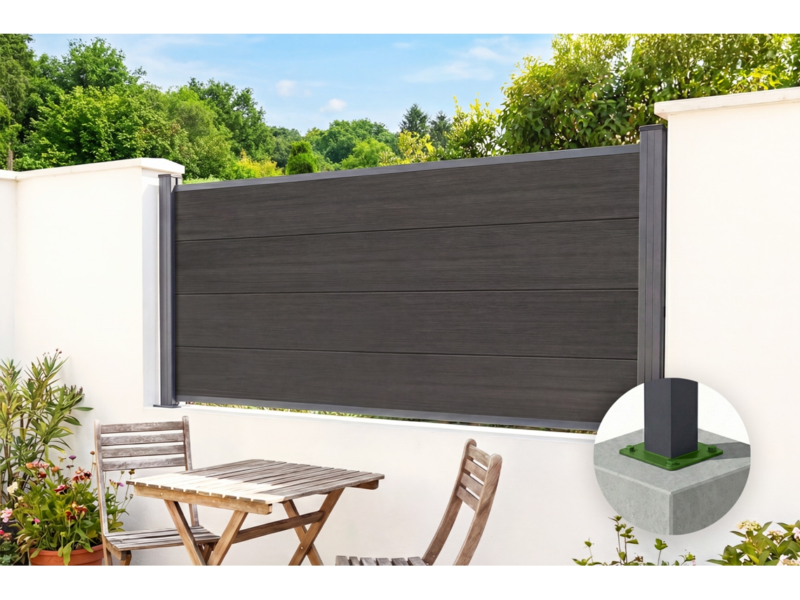 Cerca Composta Stockhorn 2m X 90cm Cinza Com Placa