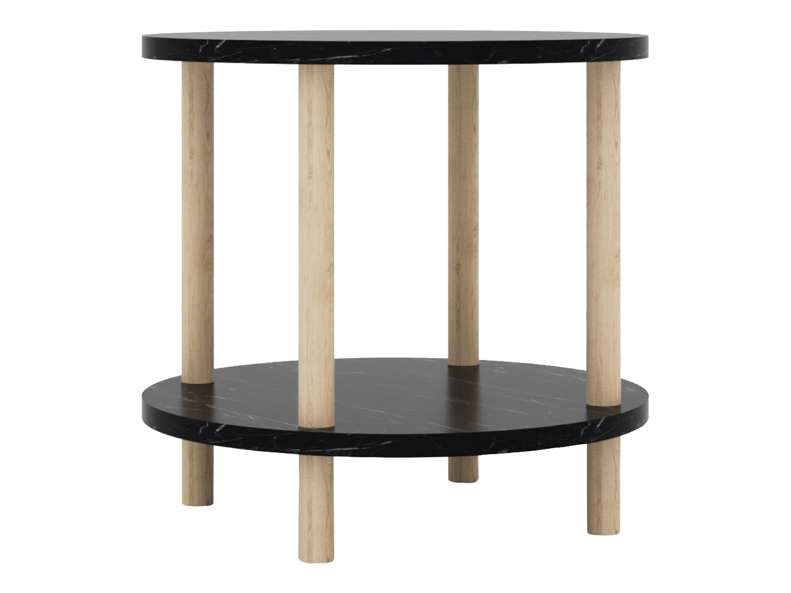Mesa lateral Ves 49xø42 cm efeito mármore, preto [EN.CASA]