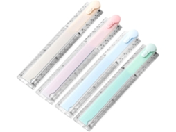 Conjunto De 4 Réguas Dobráveis Plástico Garvalon 30cm Com Design Geométrico Versátil Para Estudantes, Sala De Aula E