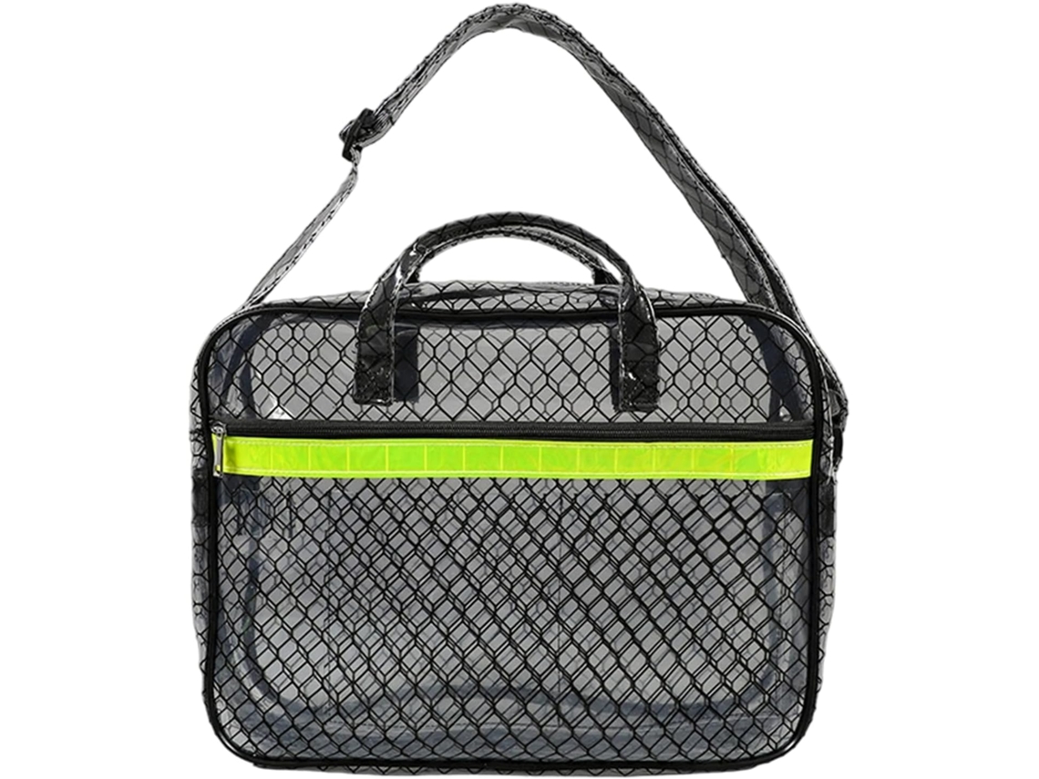 Kit de ferramentas cruzadas antiestáticas em PVC transparente com bolsa de armazenamento e altura ajustável.