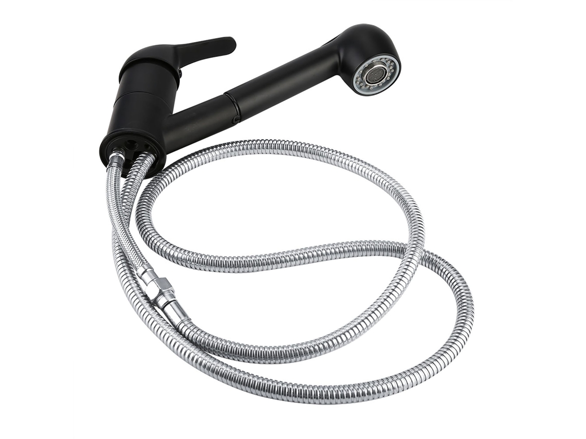 Torneira de água fria puxável para pia de cozinha preto G1/2 S/MARCA