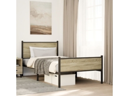 Estrutura De Cama Sem Colchão 107x203 Cm Metal Carvalho Sonoma