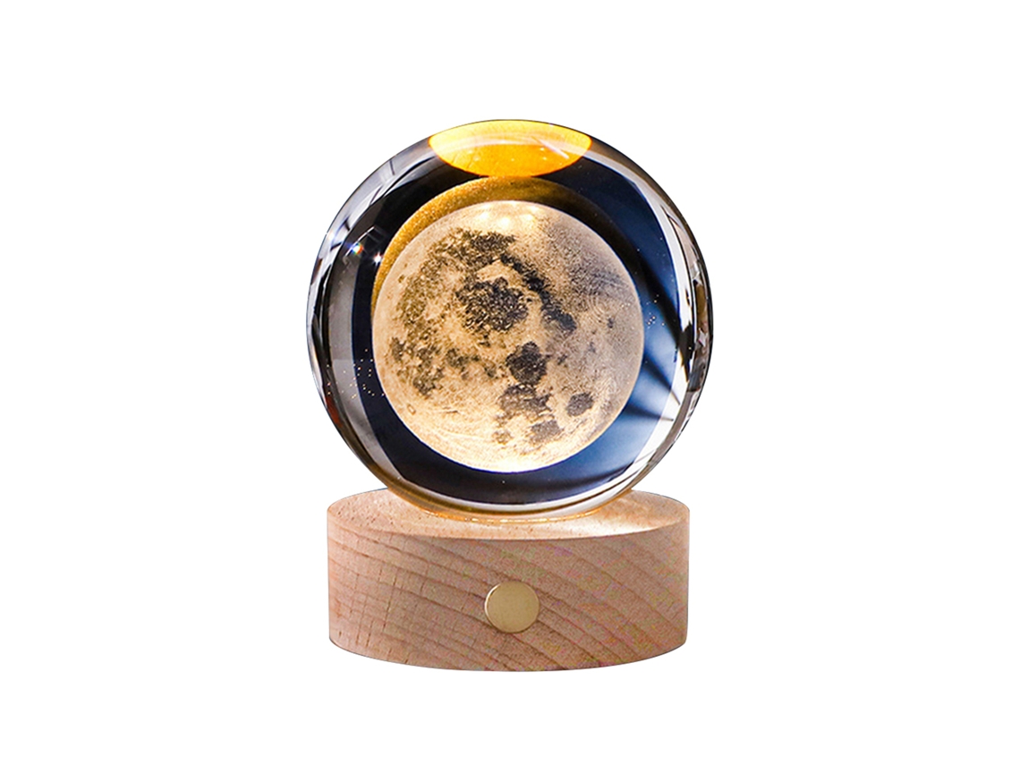 Bola de Cristal Led 3D, 80mm, Base de Madeira, Usb LAXISCREED
