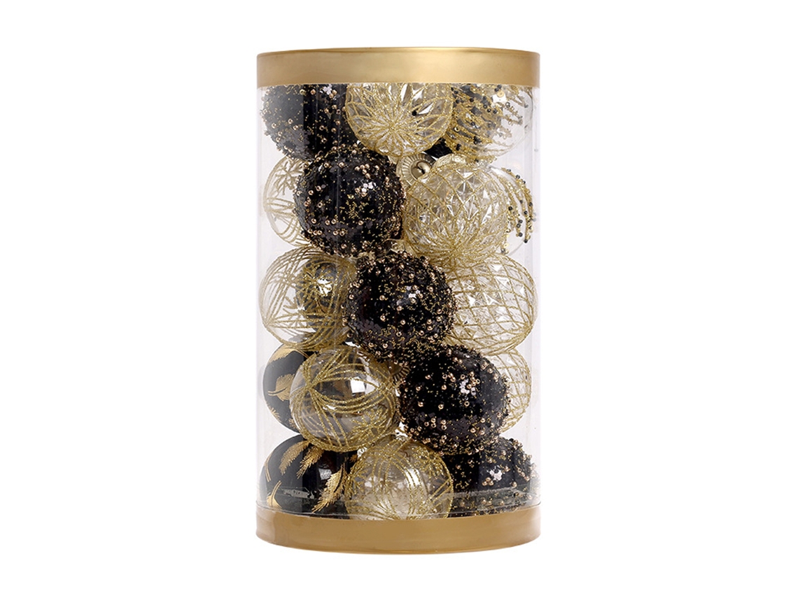 Bola de Natal TUSERXLN Pintada Dourado Plástico Preto
