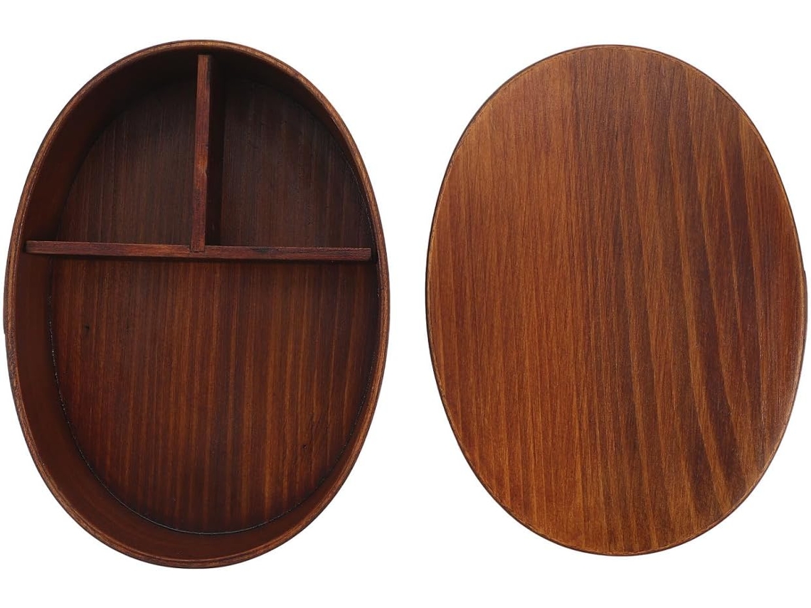 Lancheira Hohopeti Marrom De Madeira, Recipiente Portátil E Prático Para Alimentos Com Uma Única Camada, Ideal Para