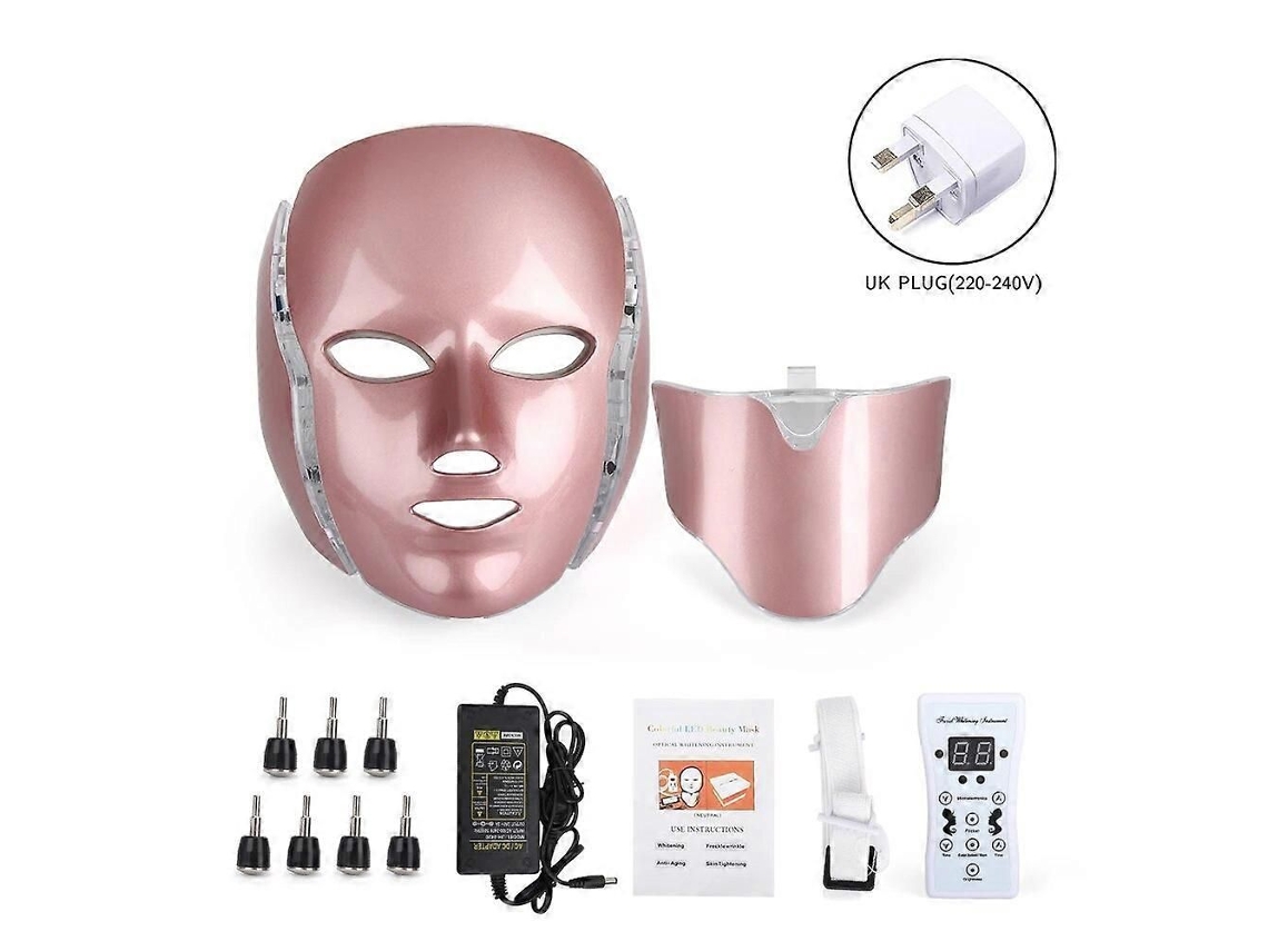 Máscara Facial De Led Com 7 Cores E Terapia De Luz Para O Pescoço, Rejuvenescimento Da Pele, Cuidados De Beleza, Clareamento Da Pele, Redução Dos