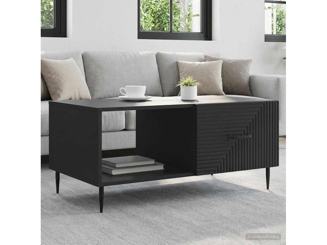 Vidaxl Mesa De Centro Preto 90 X 50 X 40 Cm Derivados De Madeira