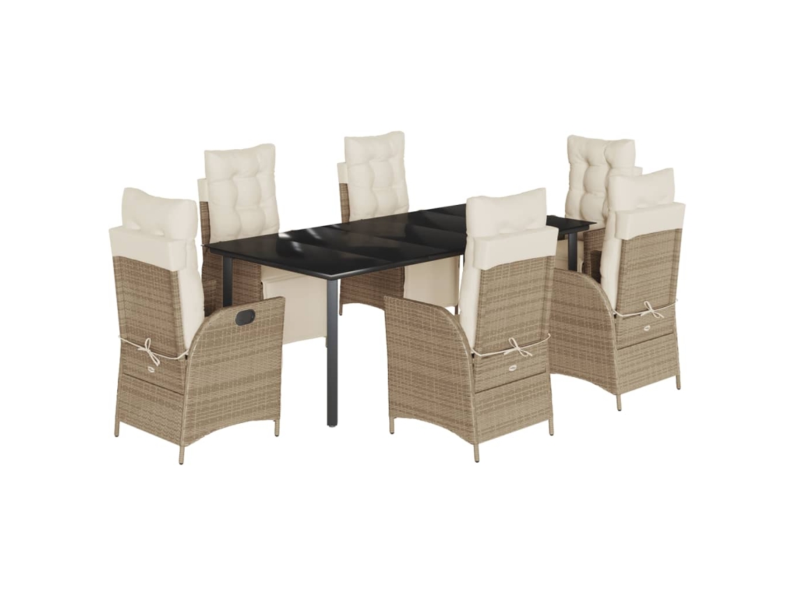 Garden Dining Set, Garden Dining Sets Vidaxl Bege Rattan / Vime (200 Cm Table Length)