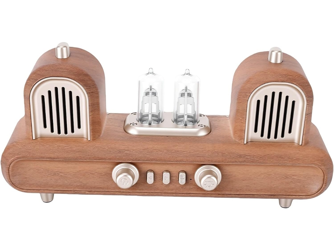 Rádio-relógio Retrô Com Bluetooth E Luz Ambiente.