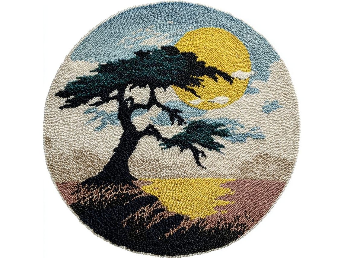Kit Fazer Tapete De Crochê, Árvores E Paisagens Grandes, Conjunto De Gancho Tapete Com Tela Impressa, Crochê