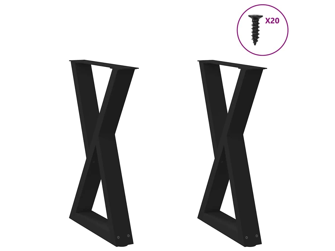 Vidaxl Pés Para Mesa De Jantar 2 Peças, Preto, 50x(72-73,3) Cm, Aço