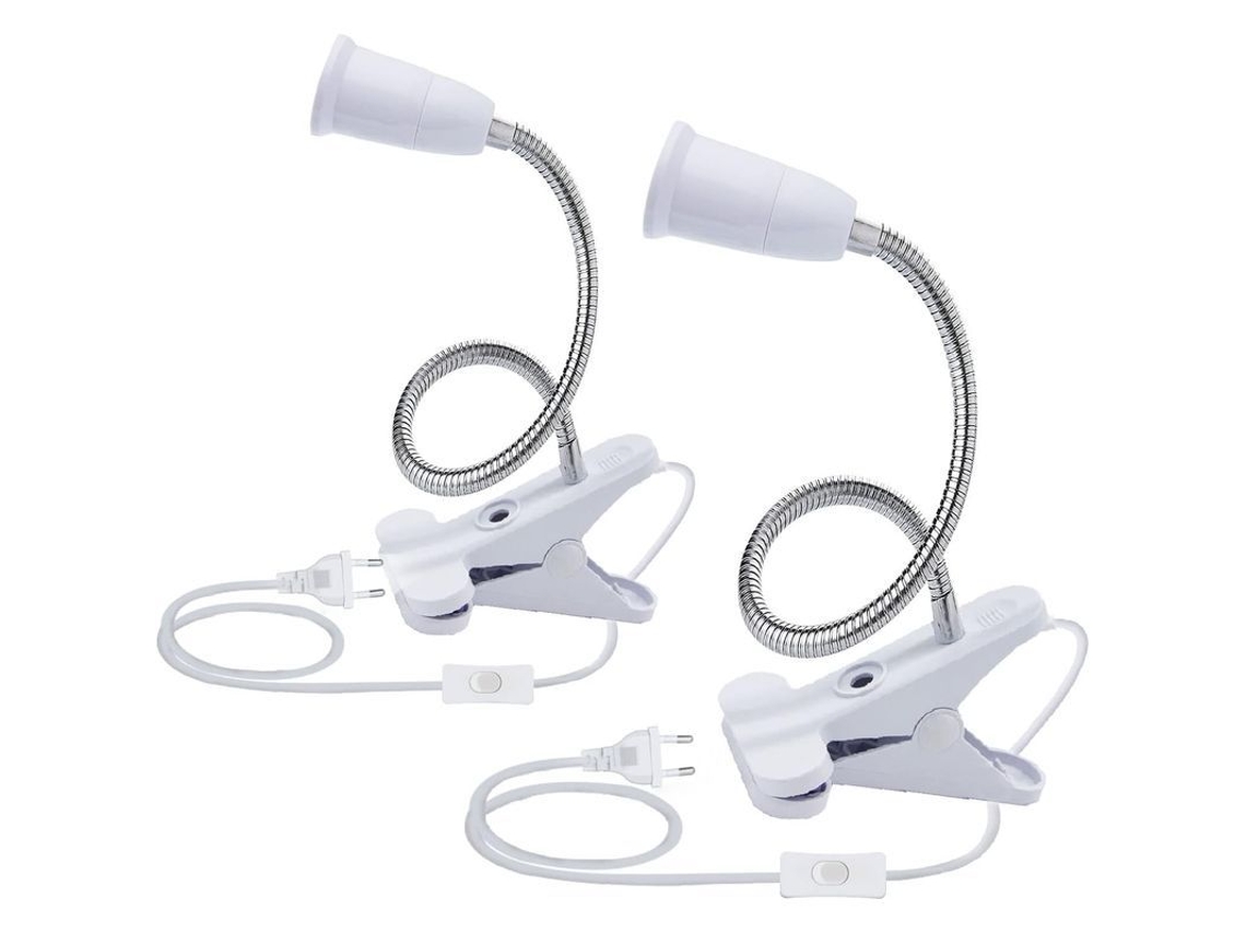 Base De Lâmpada De Mesa Led E27 Com Pinça E Braço Flexível, 360° Ajustável, Para Leitura E Maquiagem