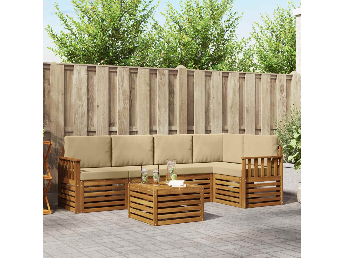 Vidaxl Conjunto De Sofás Para Exterior 6 Unid. Natural E Bege
