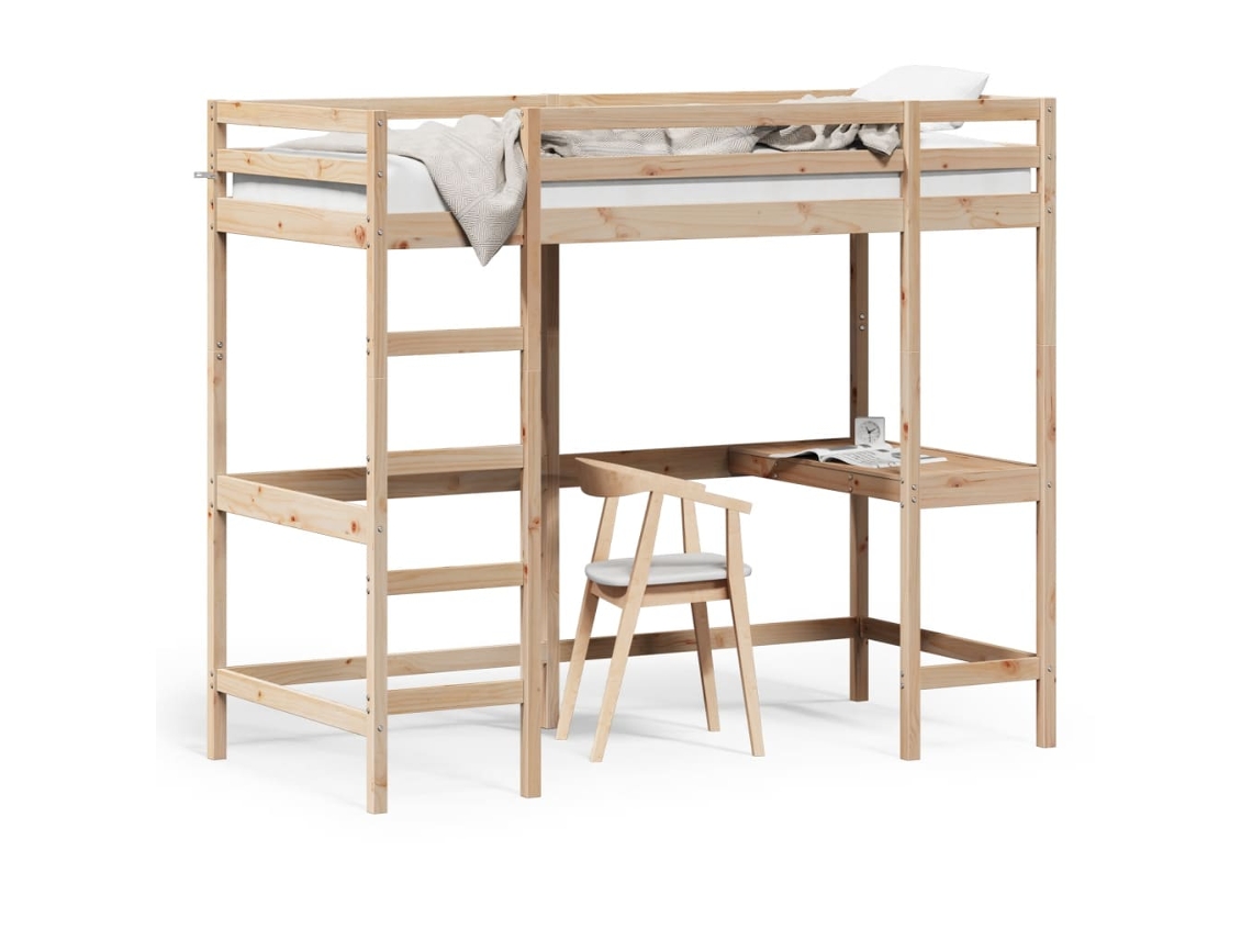 Loft Bed, Loft Beds Vidaxl Marrom Madeira De Pinho (90 X 200 Cm)