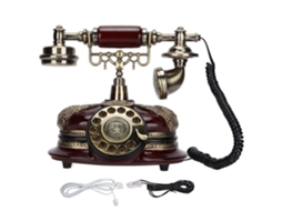 Telefone fixo europeu clássico, rotativo, imitando madeira bronze EOOCOO