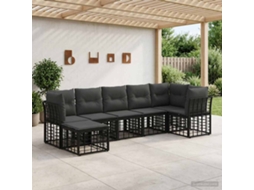 Vidaxl Conjunto De Sofás Para Exterior Preto Poliéster