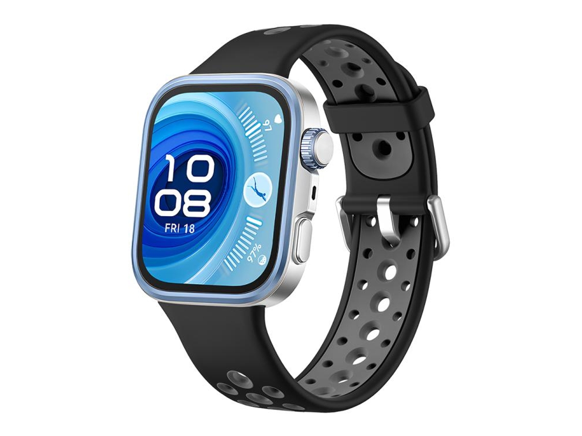Bracelete para Huawei Watch Fit 4 Pro / Fit 4 / Fit 3 Silicone Bicolor com Furos Redondos Preto e Cinza XIAOMOYU