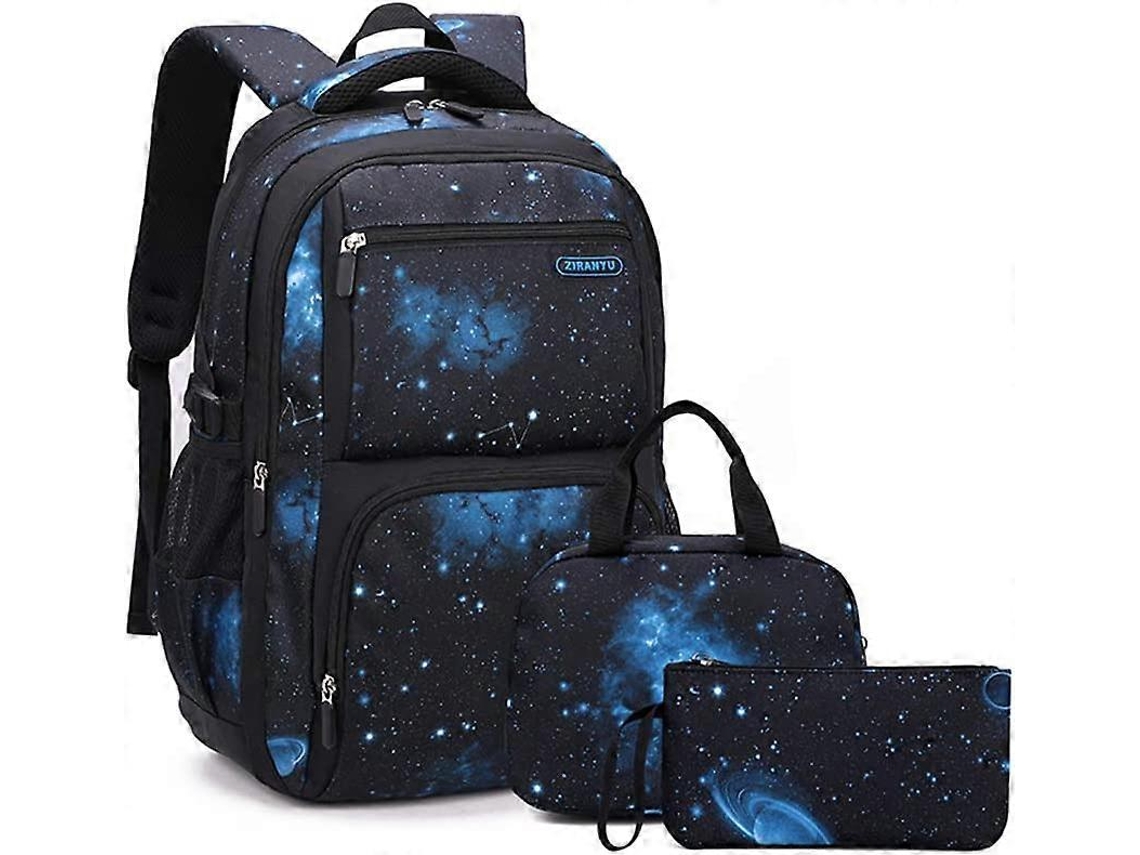 Mochila Escolar Infantil Com Estampa De Céu Estrelado De 3 Peças, Ideal Para Alunos Do Ensino Fundamental E Adolescentes. Olysi Shop