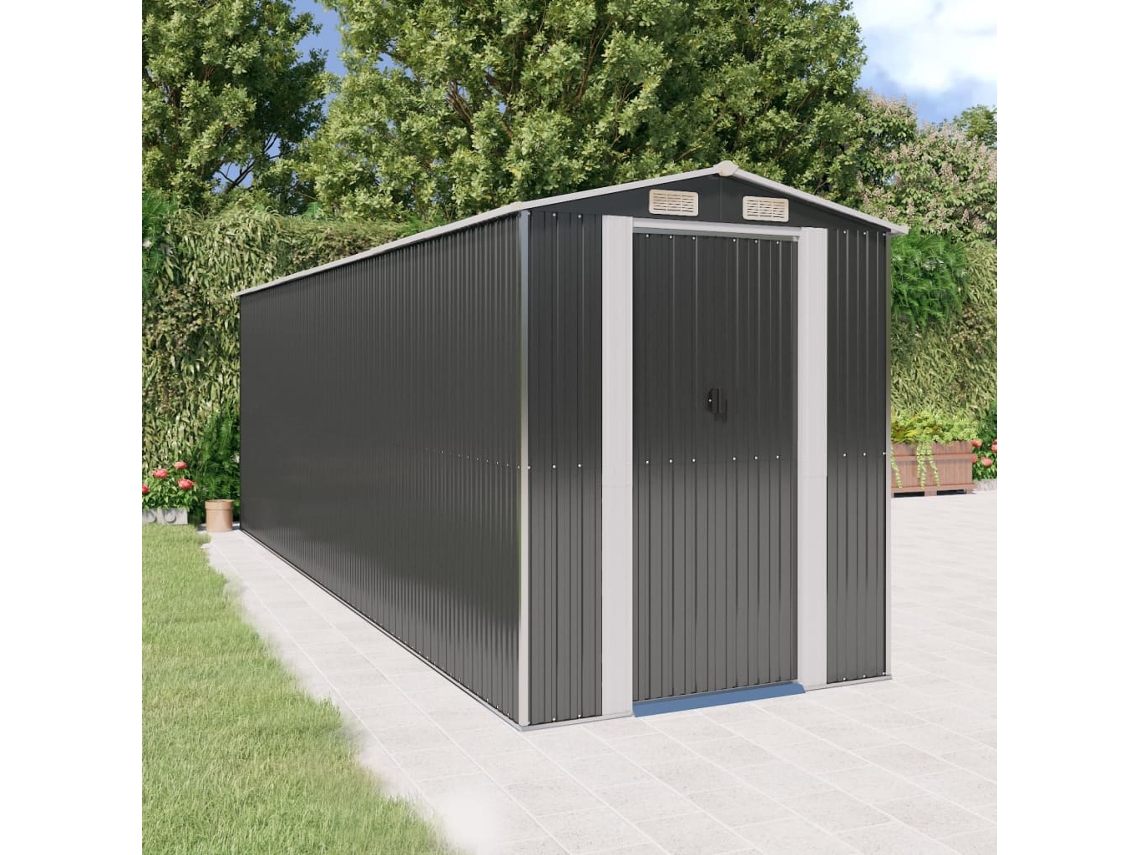 Vidaxl Abrigo De Jardim 192x606x223 Cm Aço Galvanizado Antracite