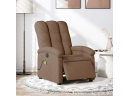 Vidaxl Poltrona De Massagens Reclinável Elétrica Tecido Castanho